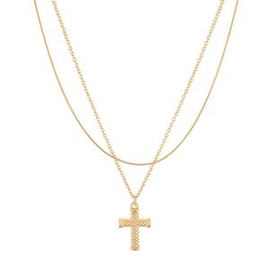 Layered & Textured Cross Necklace
